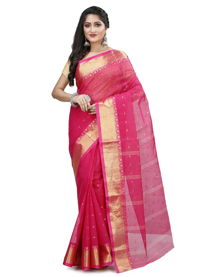 women's self design pink colored saree