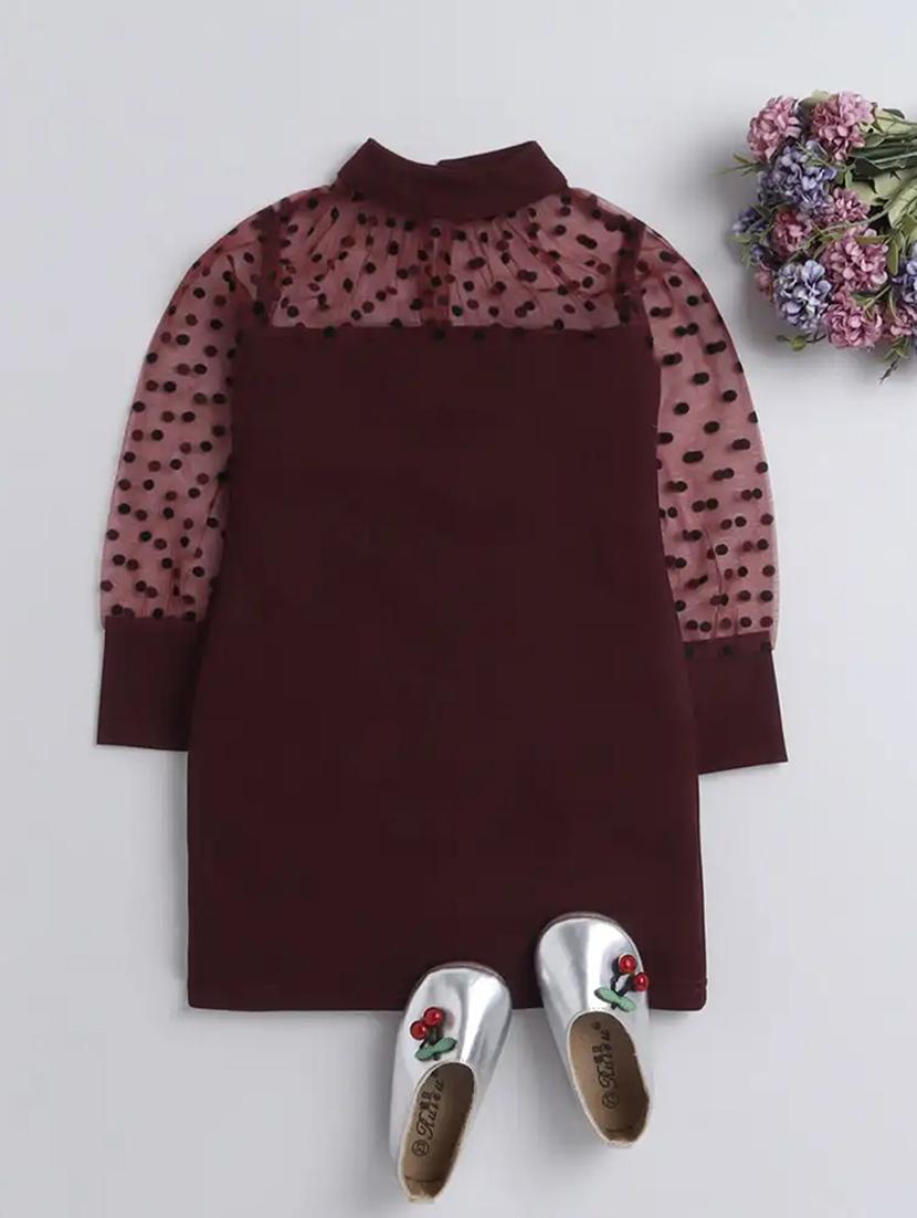 girls high neck bishop sleeve frock