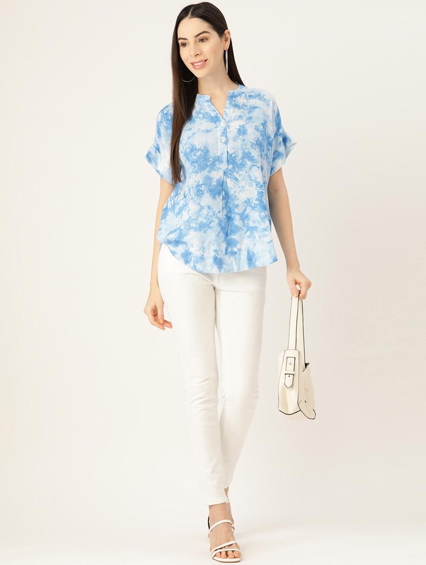women's asymmetric mandarin neck top - 19414213 - Standard Image - 3