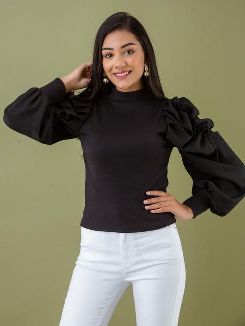 women's straight high neck top - 19417288 - Standard Image - 0