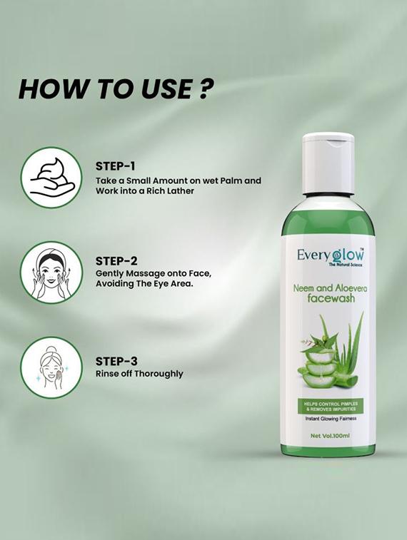 everyglow vitamin c and neem aloevera face wash 100ml pack 2 for all type of skin cleaning - 19431042 - Standard Image - 3