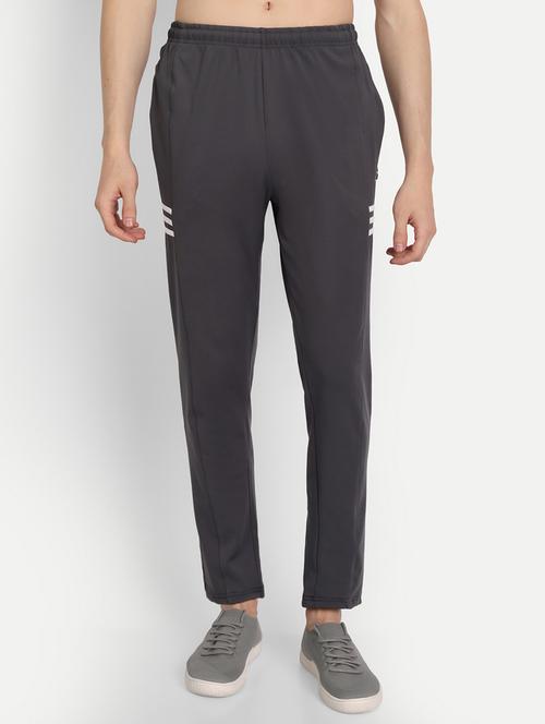 grey solid full length track pant - 19433435 - Very Small Image - 1