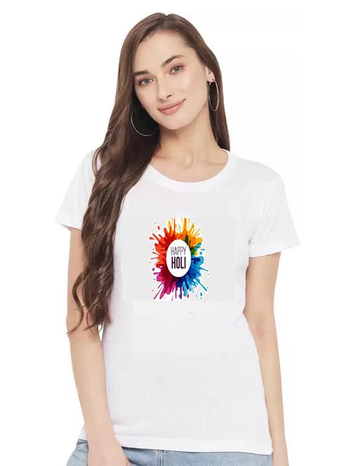 Women's Chest Print Round Neck T-shirt - 19434935 - Very Small Image - 1