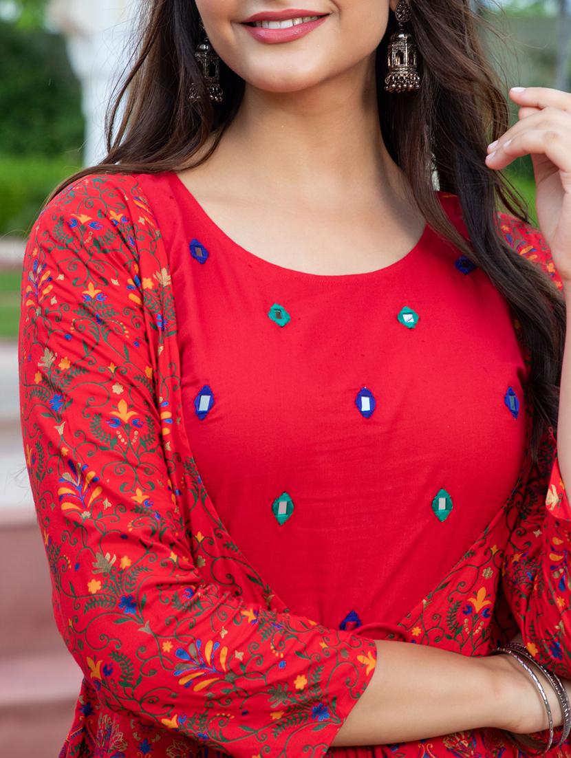 round neck printed flared kurta - 19440740 - Zoom Image - 6