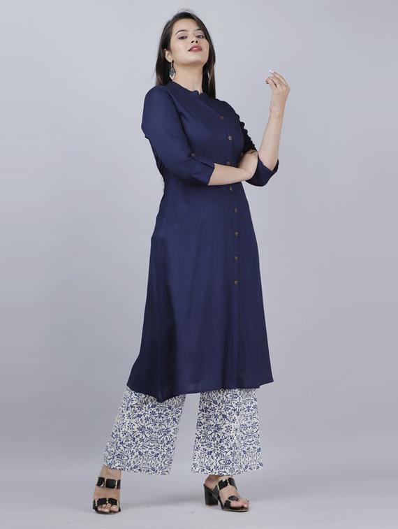women solid kurta palazzo set - 19481720 - Zoom Image - 2