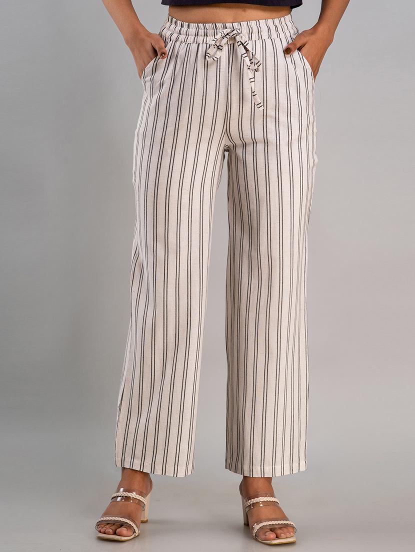 women drawstring waist striped palazzo - 19481996 - Zoom Image - 0