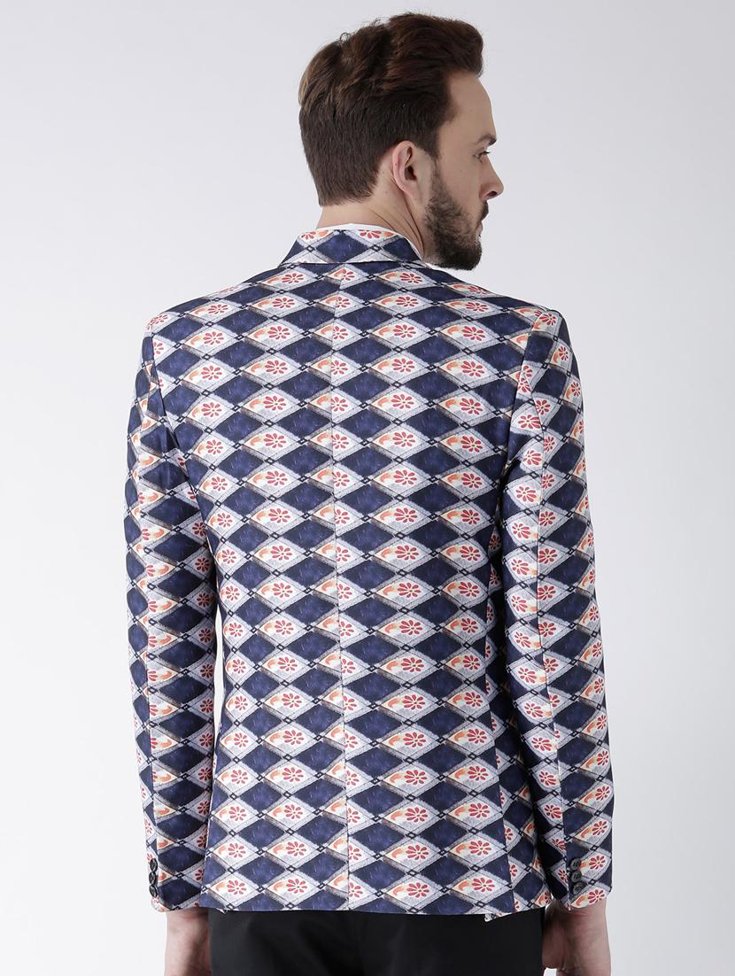 blue printed polyester blazer - 19488678 - Zoom Image - 3
