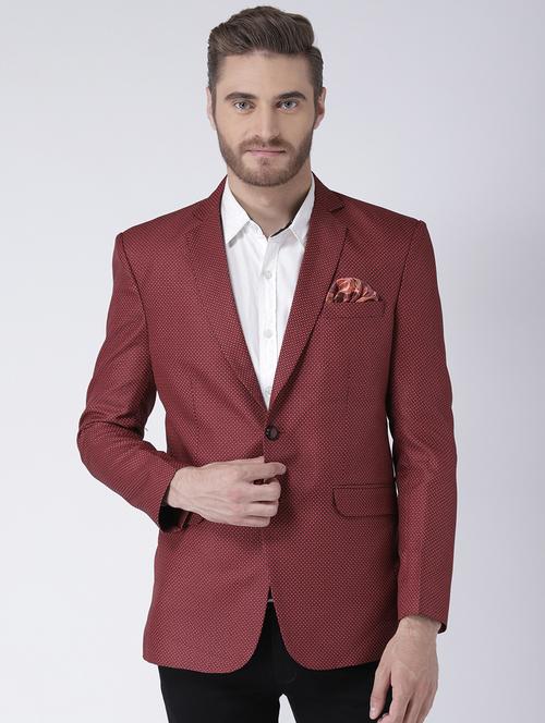maroon solid polyester blazer - 19488692 - Very Small Image - 1