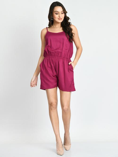 maroon solid romper - 19491453 -  Standard Image - 0