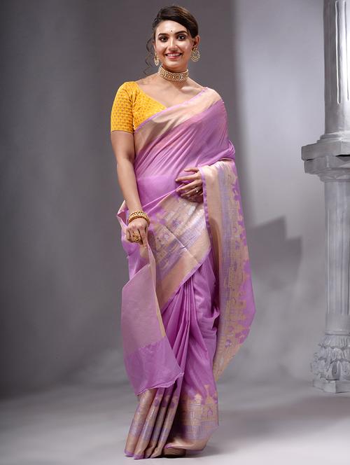women's self design purple colored saree with blouse - 19492120 - Standard Image - 0