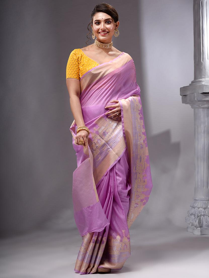 women's self design purple colored saree with blouse - 19492120 - Zoom Image - 0
