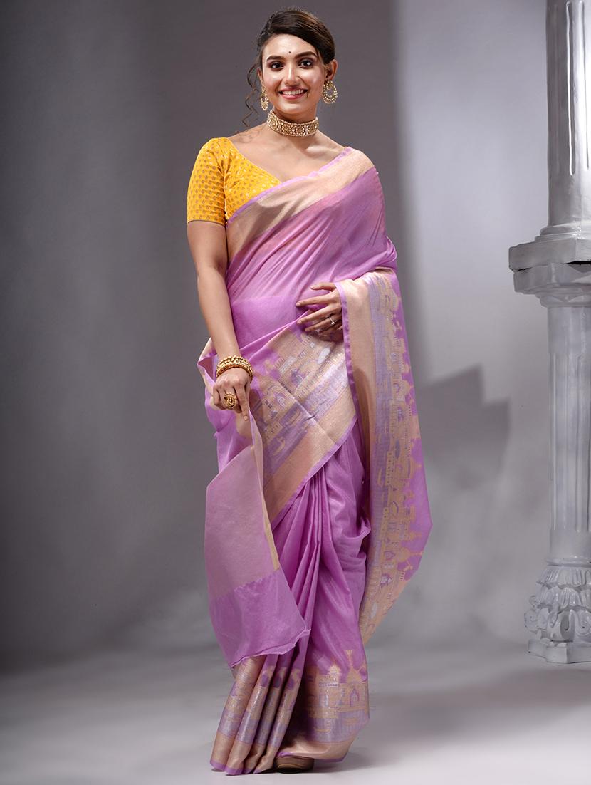 women's self design purple colored saree with blouse - 19492120 -  Zoom Image - 0