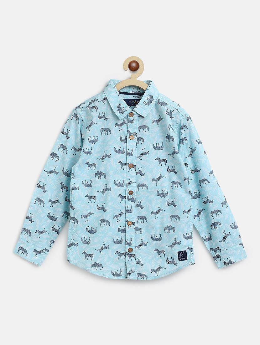 light blue printed shirt - 19492222 - Zoom Image - 0