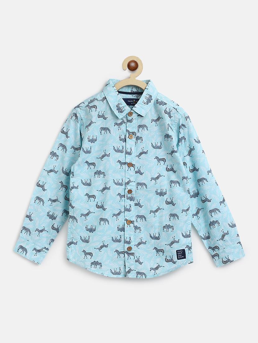 light blue printed shirt - 19492222 -  Zoom Image - 0