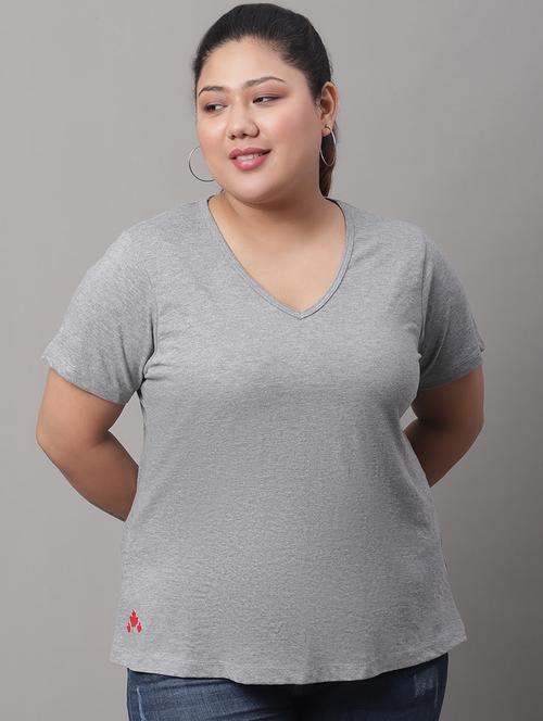 women's plain v neck t-shirt - 19492976 - Very Small Image - 1