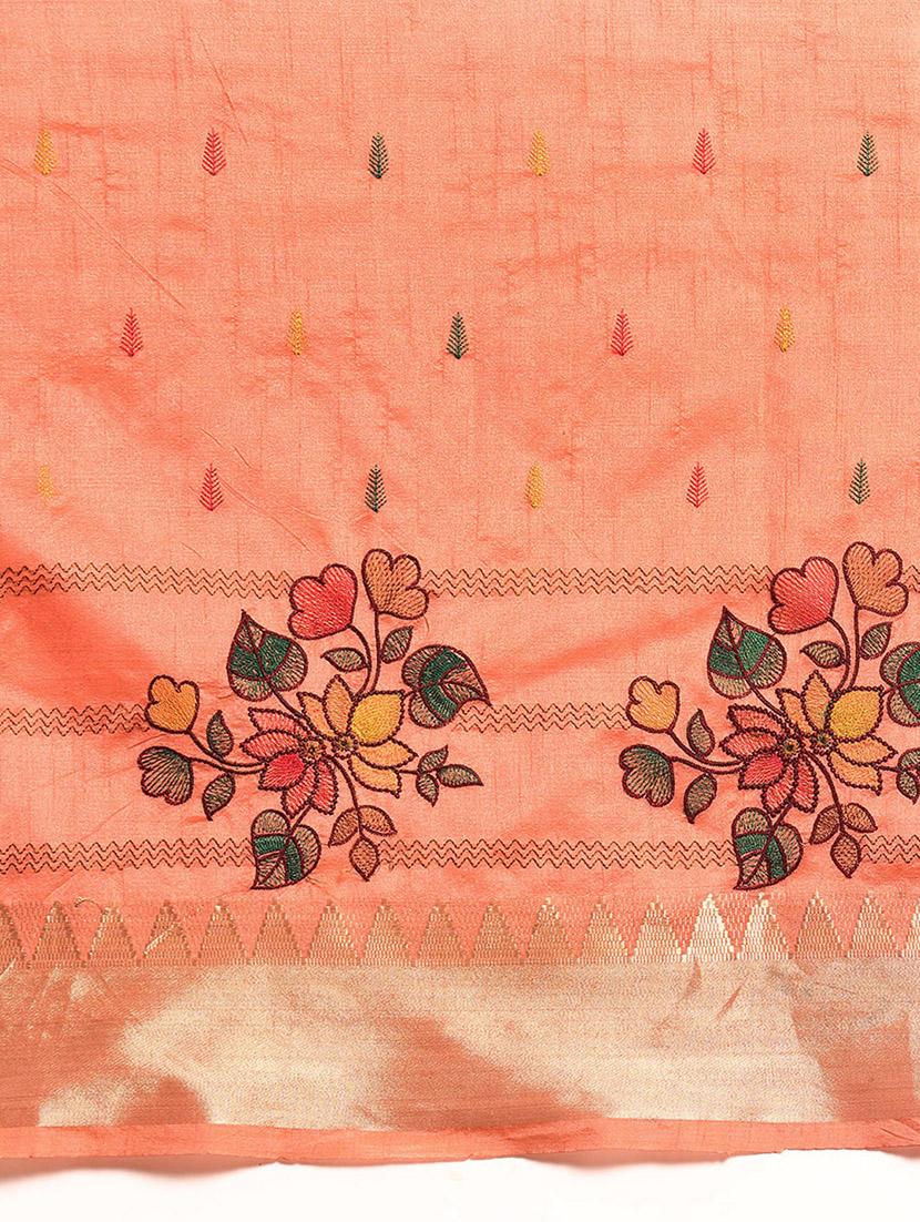 self design embroidered saree with blouse - 19502039 - Standard Image - 3
