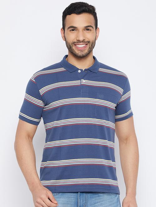 men short sleeves striped polo t-shirt  - 19519402 - Very Small Image - 1