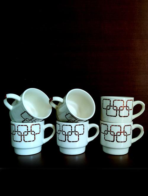 moody panda elegant set of 6 cups | handpainted cup set | set of 6 cups | ceramic - 19520530 - Standard Image - 0