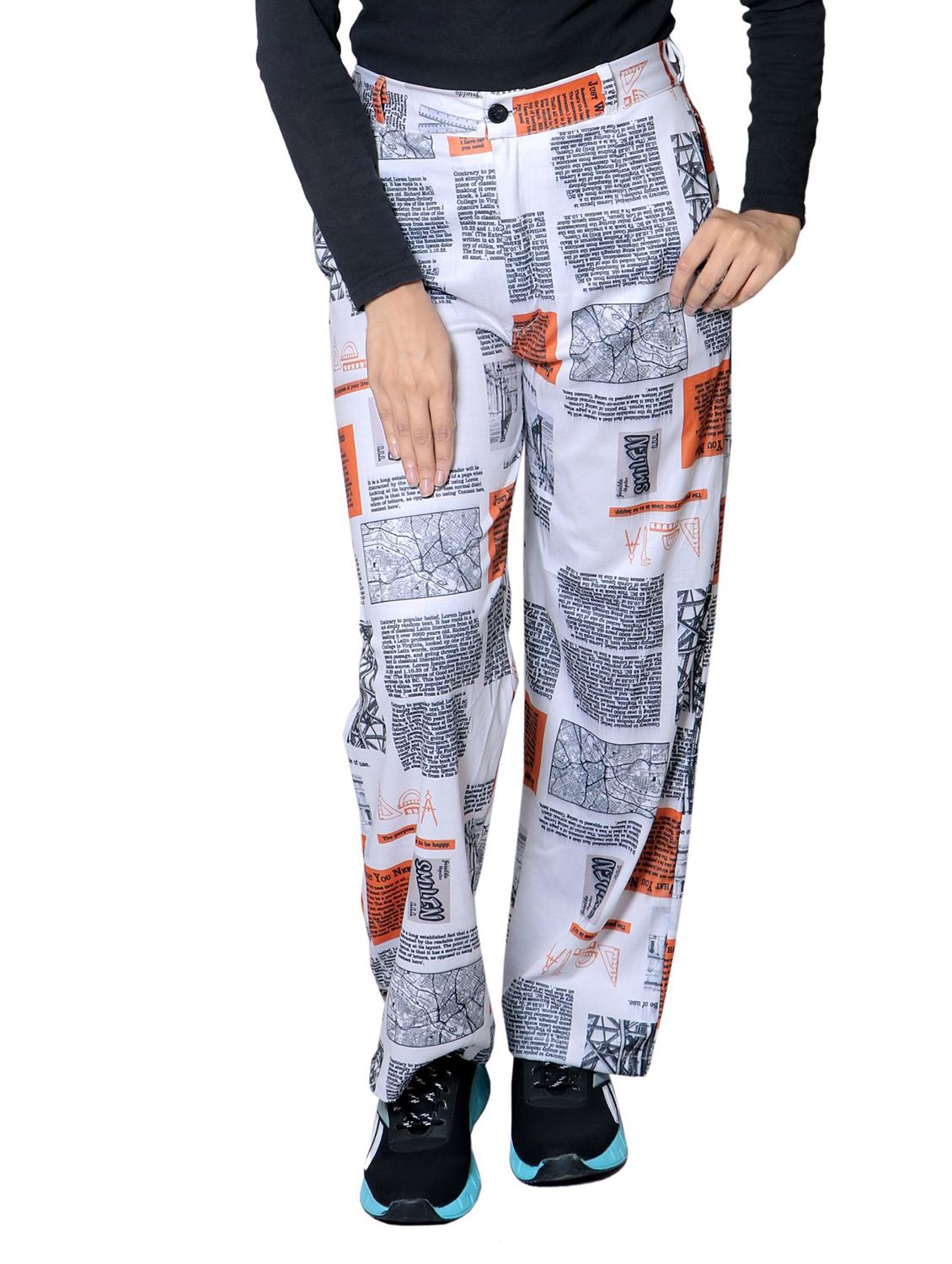 multi colored cotton flat front trouser