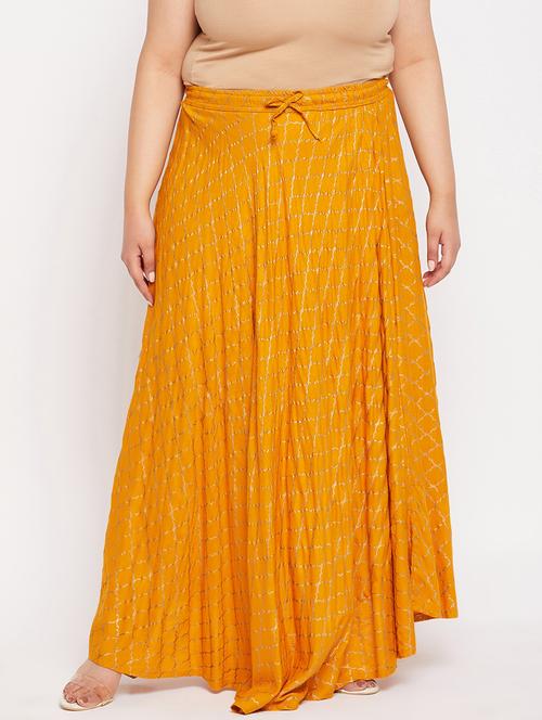 yellow printed flared long skirt - 19607909 - Standard Image - 0