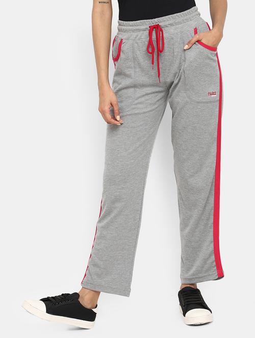 grey mid rise solid track pant - 19615934 - Very Small Image - 1