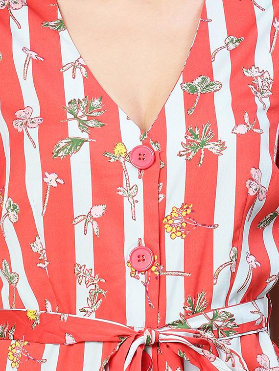 red striped 3/4 length jumpsuit - 19616627 - Standard Image - 3