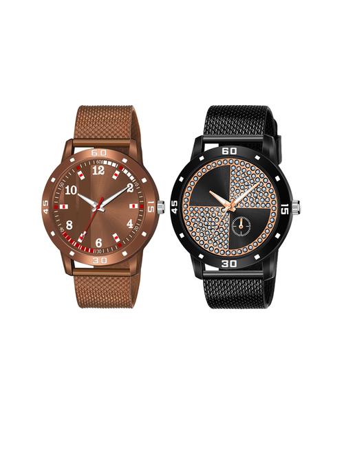 men round shape analog watch combo - 19617052 - Very Small Image - 1