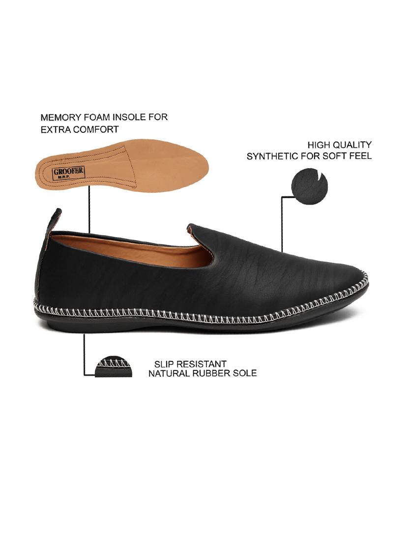 men black slip on mojari - 19617290 - Zoom Image - 2
