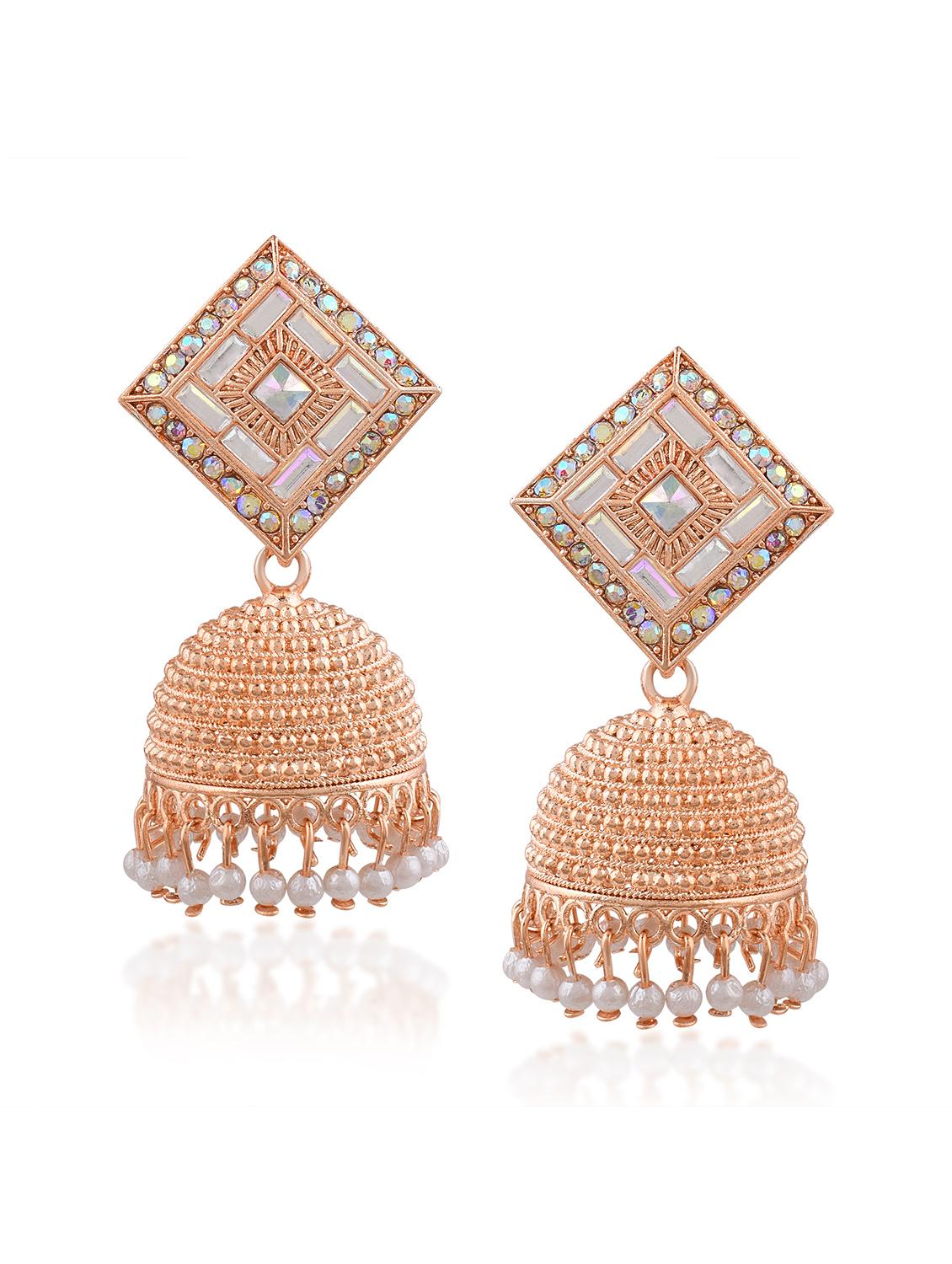 gold brass jhumka earring - 19618284 - Zoom Image - 2
