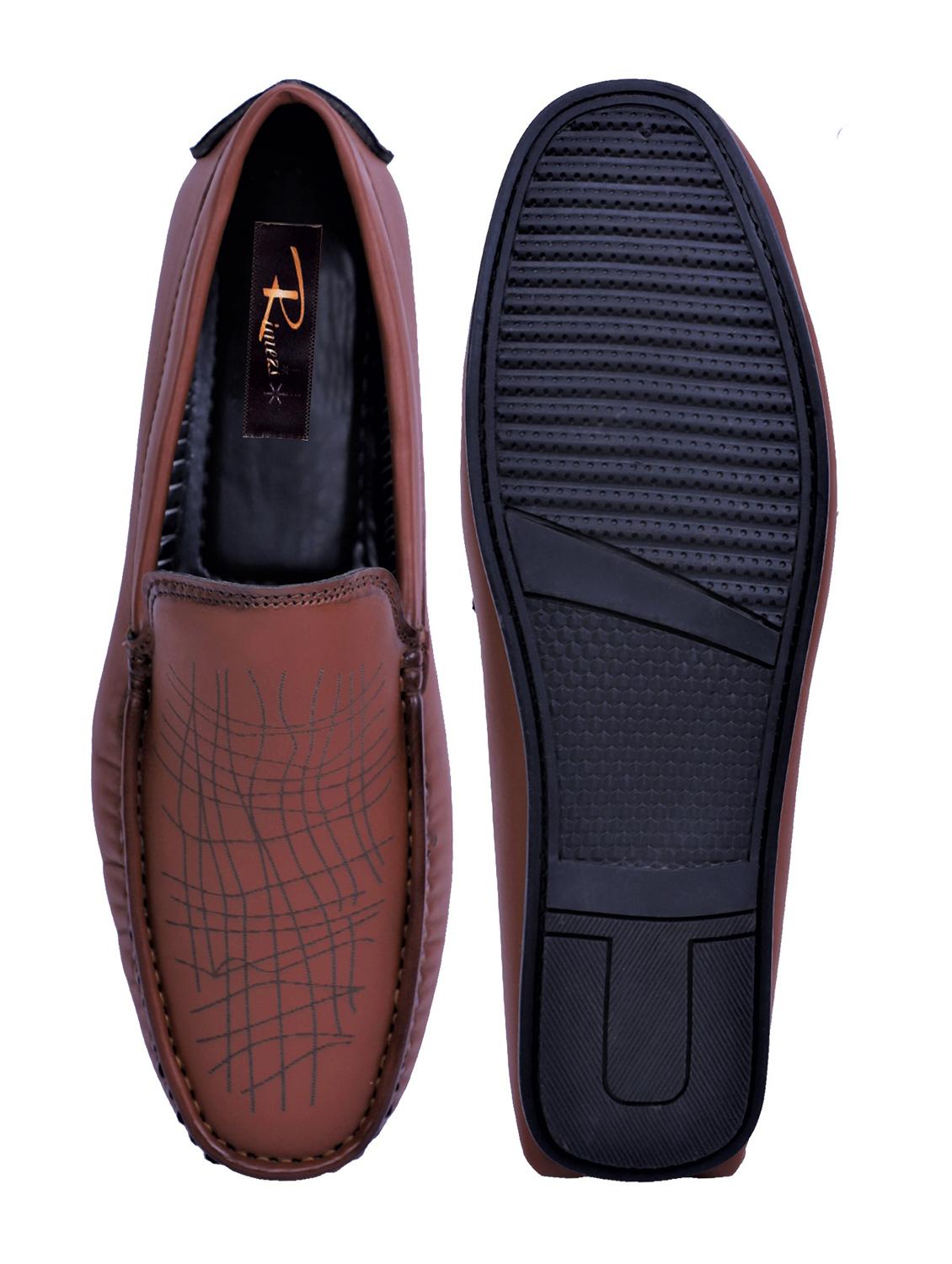 tan artificial leather slip on loafers - 19643409 - Standard Image - 4