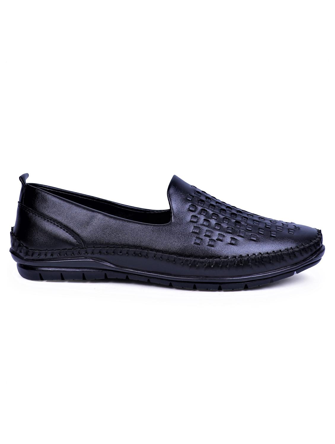 black artificial leather slip on loafers - 19643417 - Standard Image - 2