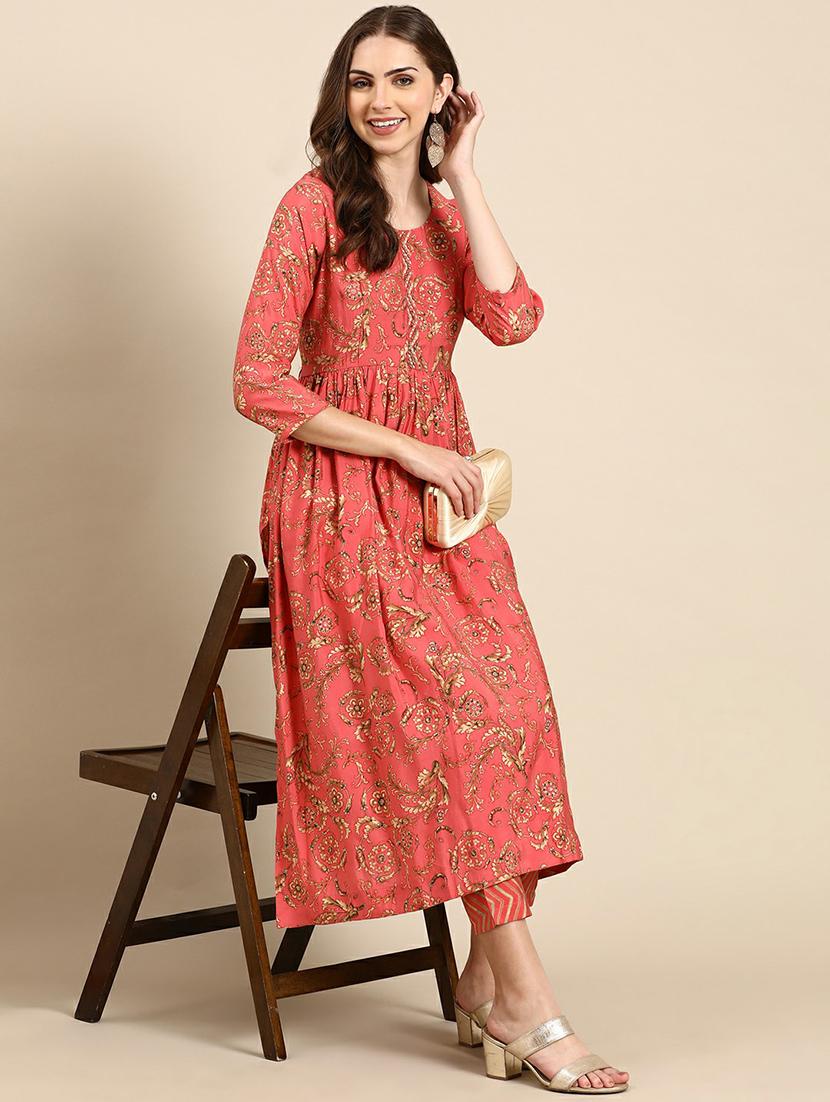 women floral round neck kurta pant set - 19664958 - Zoom Image - 4