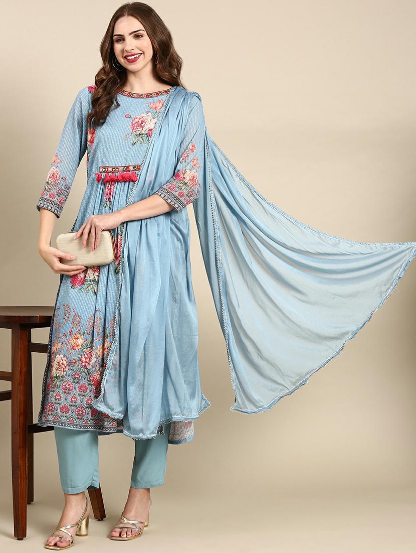 women round neck kurta pant set with dupatta - 19664976 - Standard Image - 4
