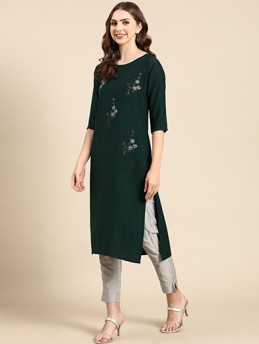 women's straight kurta - 19665037 - Standard Image - 2