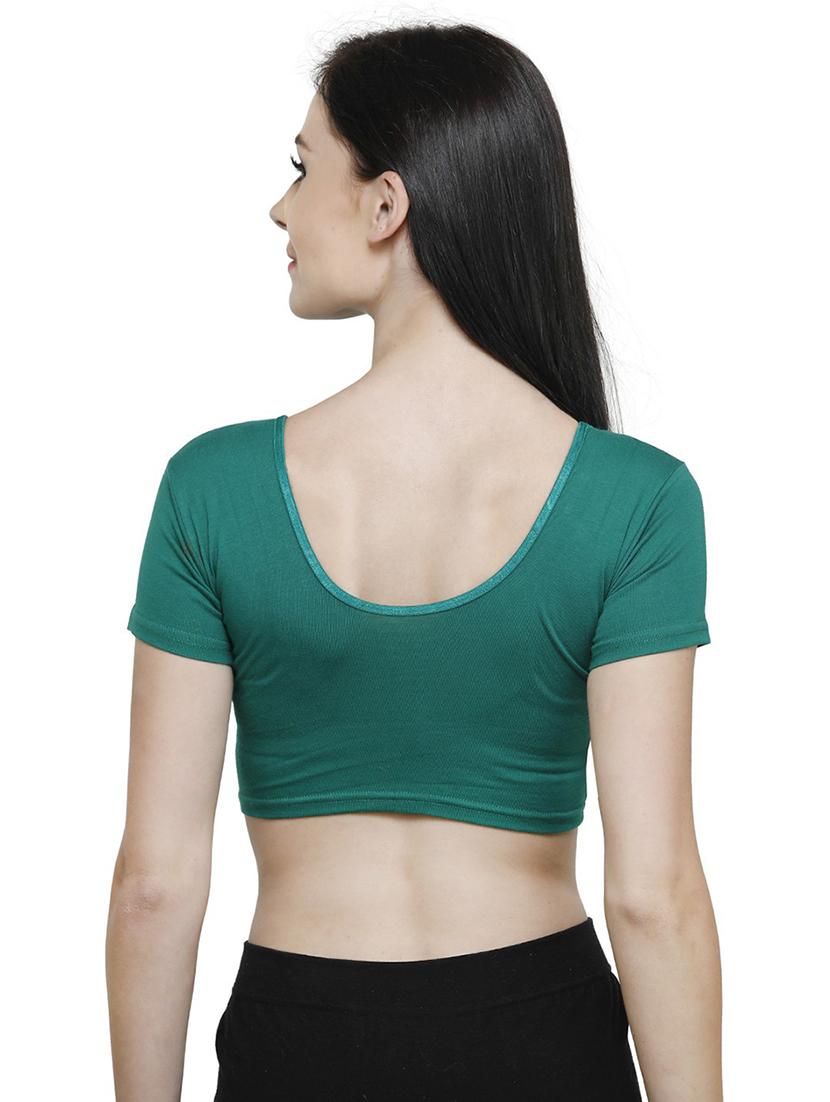 green cotton blend regular blouse - 19682062 - Standard Image - 3