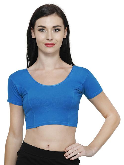 blue cotton blend regular blouse - 19682080 - Very Small Image - 1