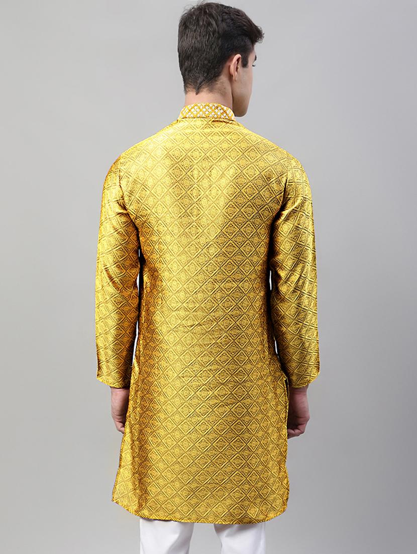men mandarin collar embroidered kurta - 19697826 - Standard Image - 3