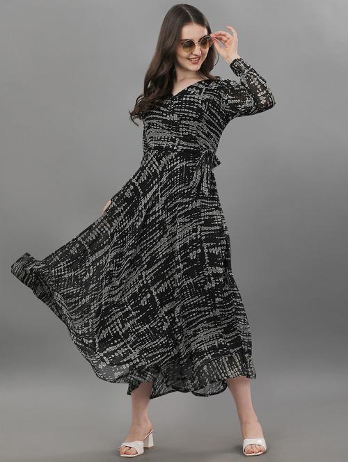 women's fit & flare abstract dress - 19698587 - Standard Image - 0