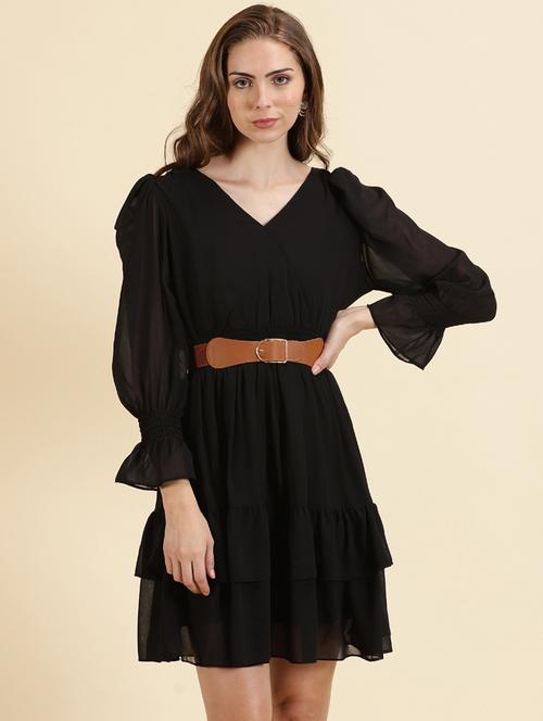 women's fit & flare solid dress - 19698833 - Very Small Image - 1