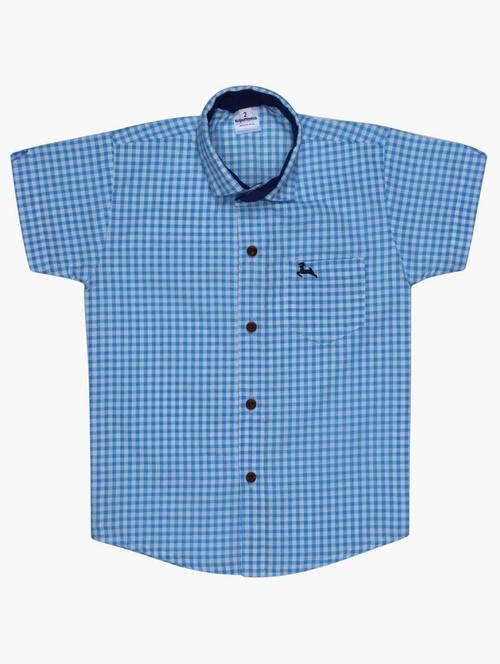 boys blue check shirt - 19701318 - Standard Image - 0