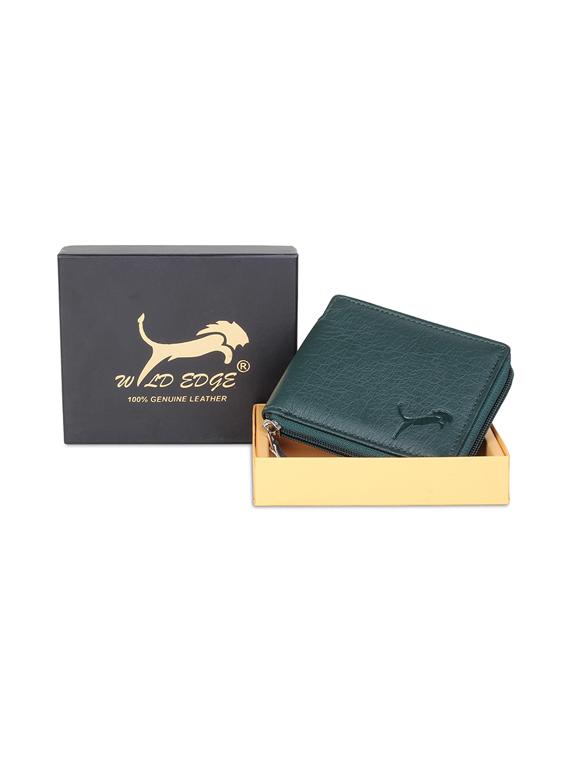 green genuine leather wallet