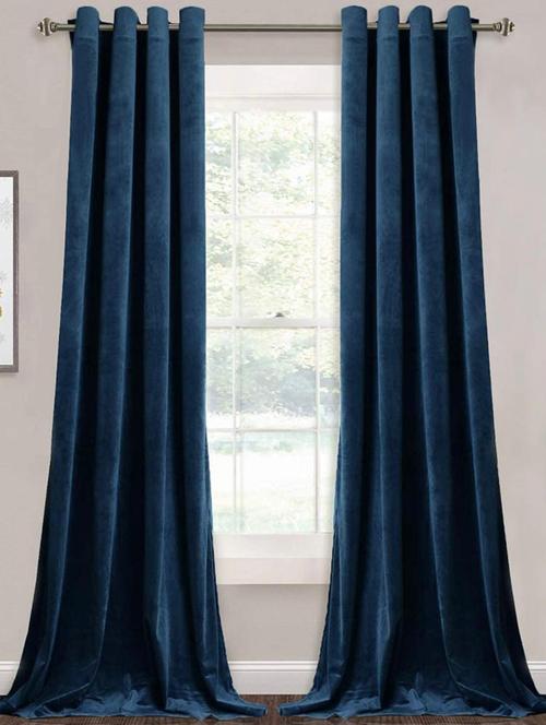 indhome life eyelet velvet curtains for living room long light blocking panels - pack of 1 (color-navy blue) - 19716567 - Standard Image - 0