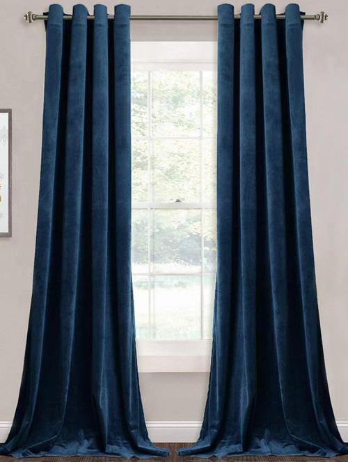 indhome life eyelet velvet curtains for living room long light blocking panels  - pack of 1 (color-navy blue) - 19716567 -  Standard Image - 0