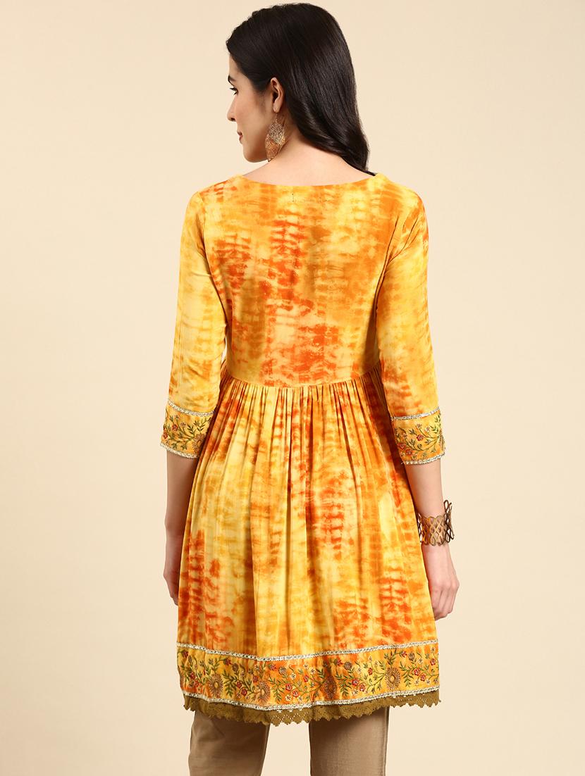 round neck printed flared kurti - 19719338 - Standard Image - 2