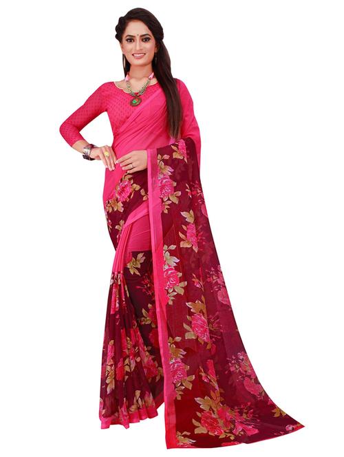 women's self design pink colored saree with blouse - 19727311 - Very Small Image - 1
