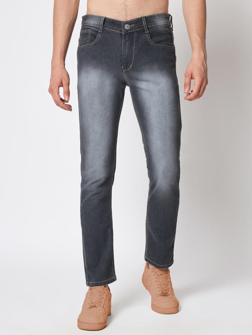 men solid mid rise jeans