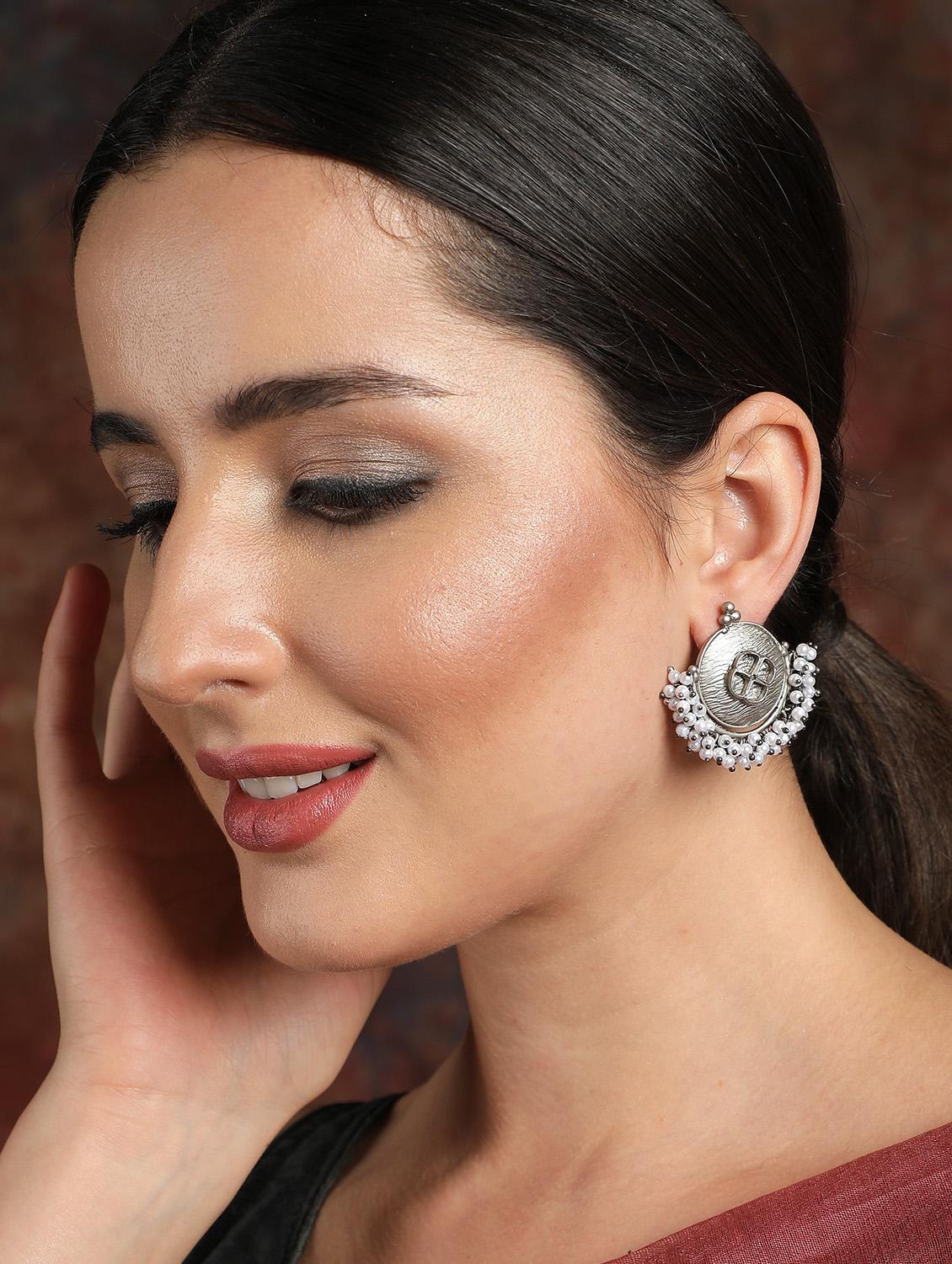 women silver plated drop earring - 19766201 - Standard Image - 3