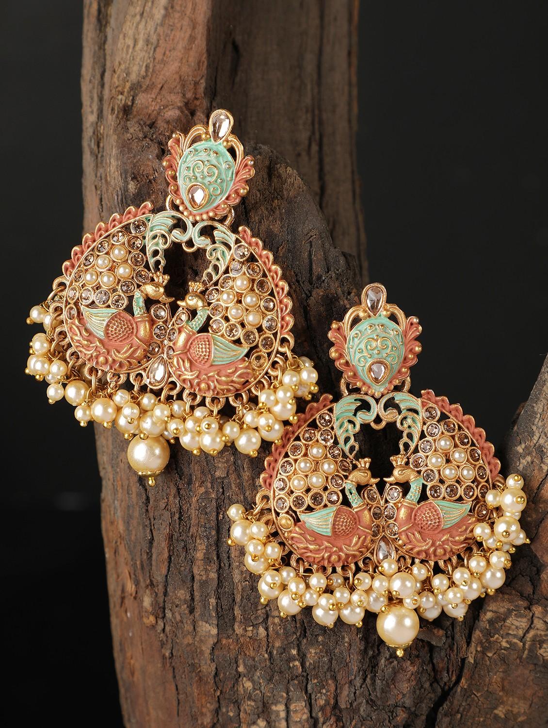 women gold plated drop earring