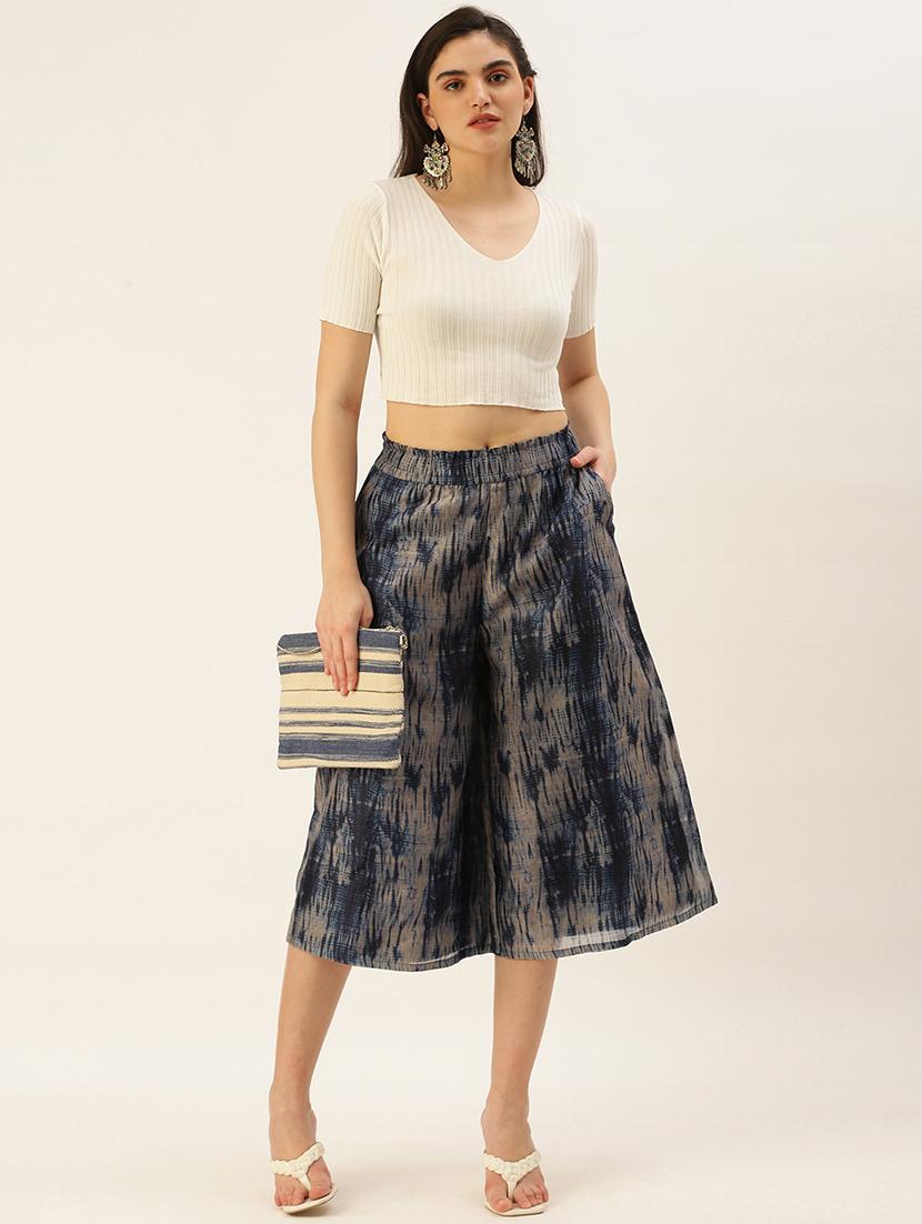printed culottes pleated trouser - 19772649 - Zoom Image - 3