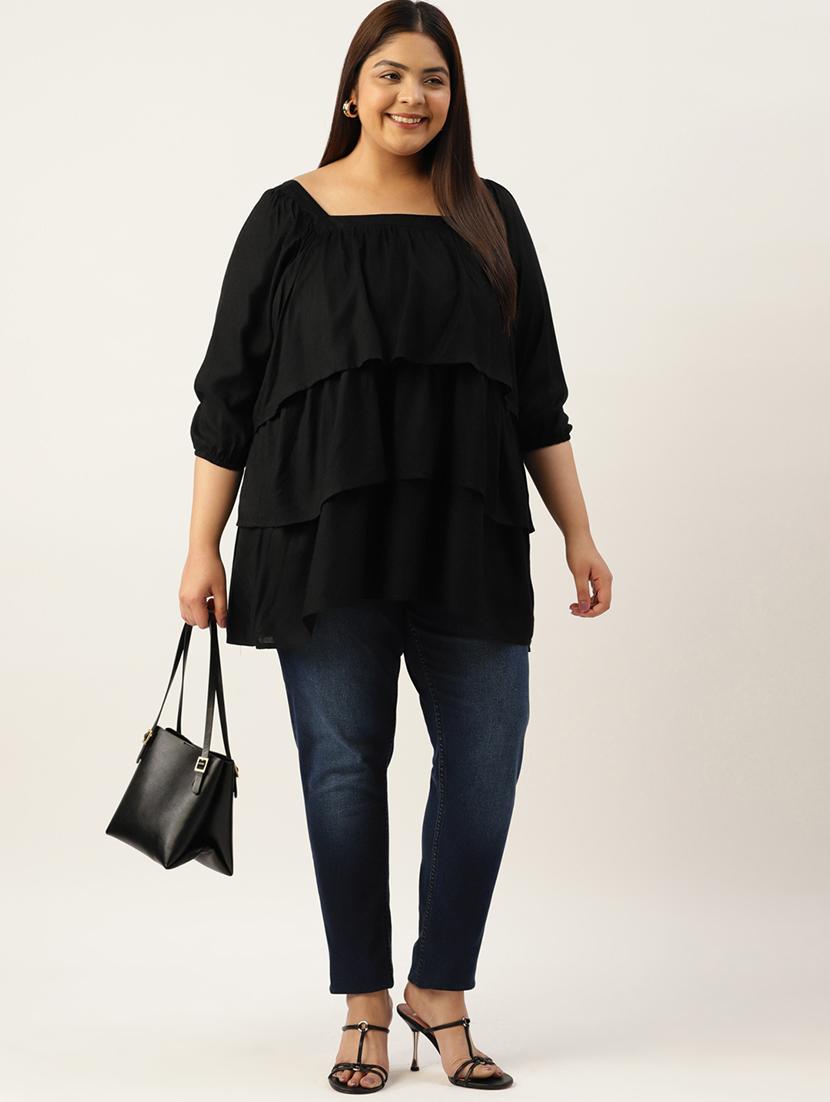 women's layered square neck top - 19777752 - Standard Image - 3